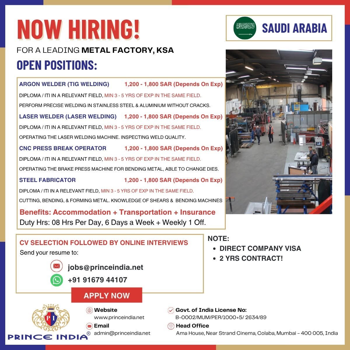 Exciting Gulf Job Vacancy: Saudi Arabia Metal Factory Hiring via Assignment Abroad Times
